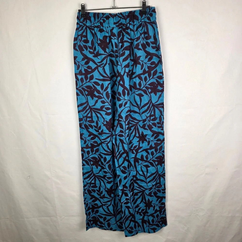 NWT Tucker Camilla Pant Sky Figi Floral Lightweight Linen Wide Leg Blue Purple S